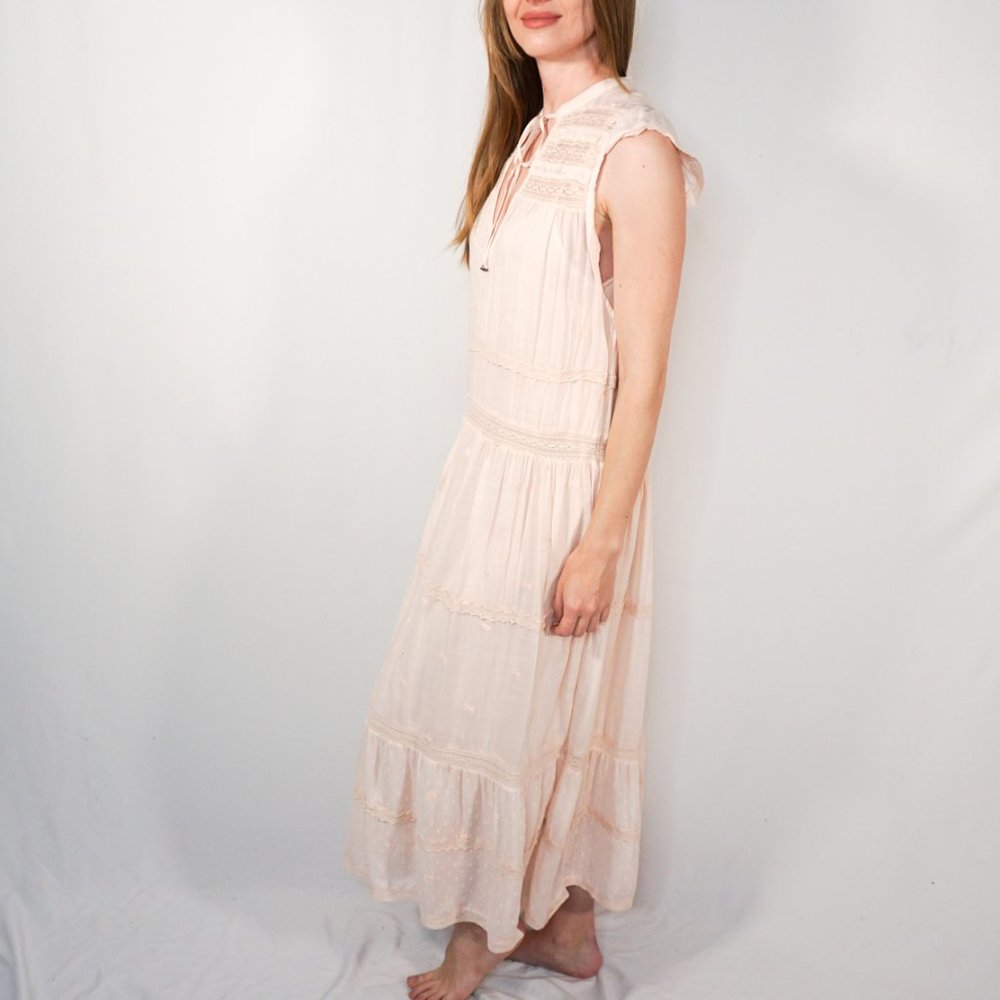 FREE PEOPLE Blush Swiss Dot Maxi Dress NWOT M1 - Picture 5 of 8